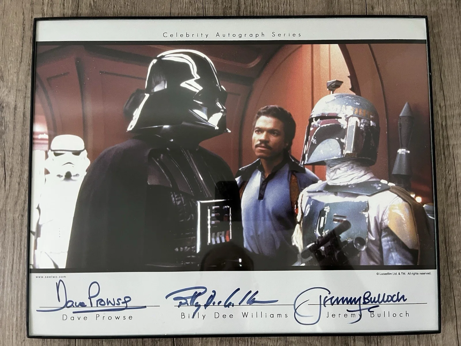 David Prowse, Billy Dee Williams, Jeremy Bulloch — Prowse, Williams, Bulloch - 14" x 11" Star Wars Celebrity Autograph Series