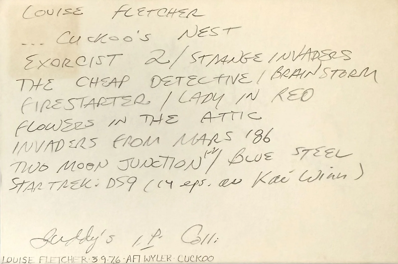 Louise Fletcher — LOUISE FLETCHER Signed Autographed 4x6 INDEX CARD Invaders from Mars BRAINSTORM, изображение 2