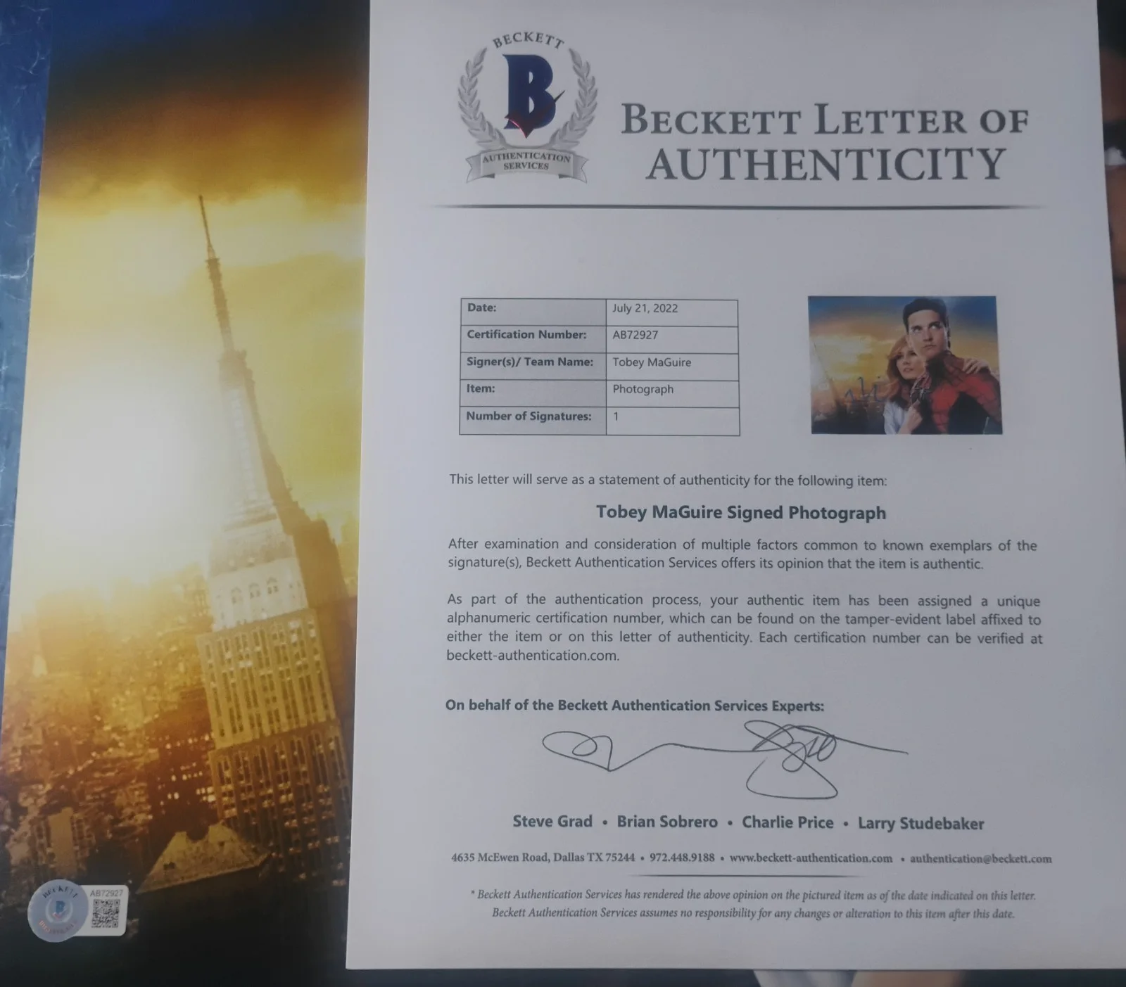 Tobey Maguire Hand Signed Autograph 12x18 Photo COA Spider-man NO US TARIFFS, изображение 3