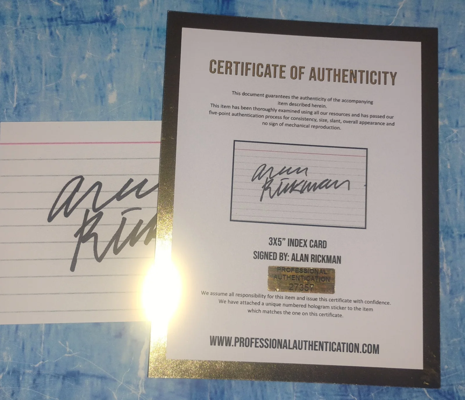 Alan Rickman Hand Signed Autograph Index Card COA - NO US TARIFFS, image 5