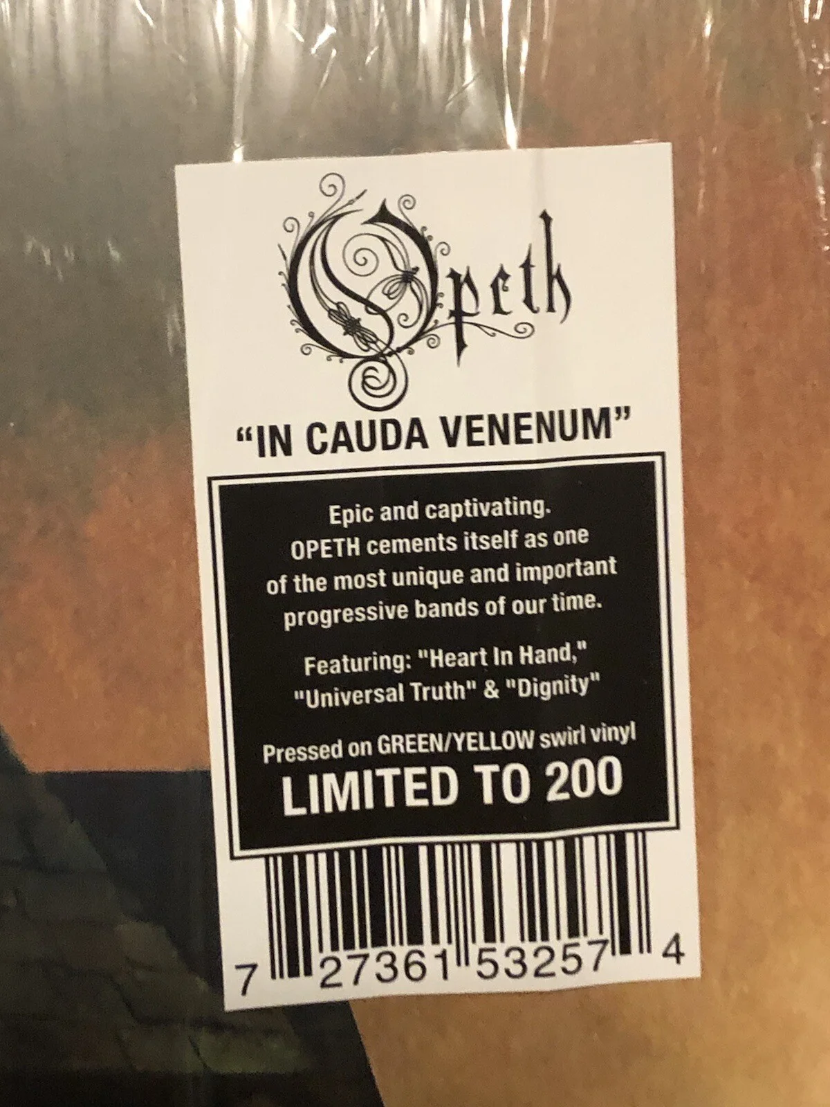 Opeth In Cauda Venenum Vinyl Green/Yellow Swirl Autographed Ltd. 200 USA Tour, image 2