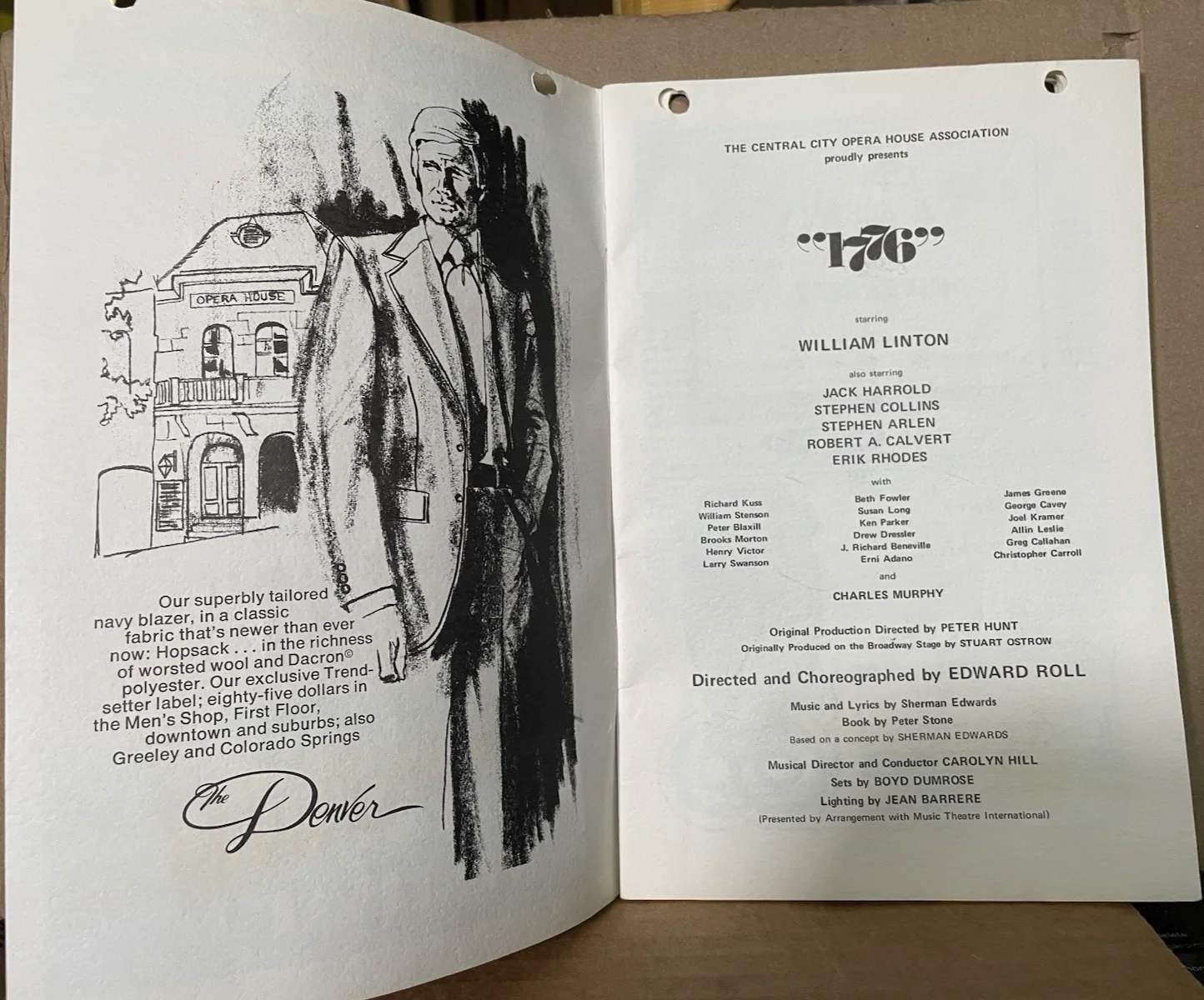 1776 musical Central City Opera House 1972 Autographed by Stephen Collins actor, изображение 2