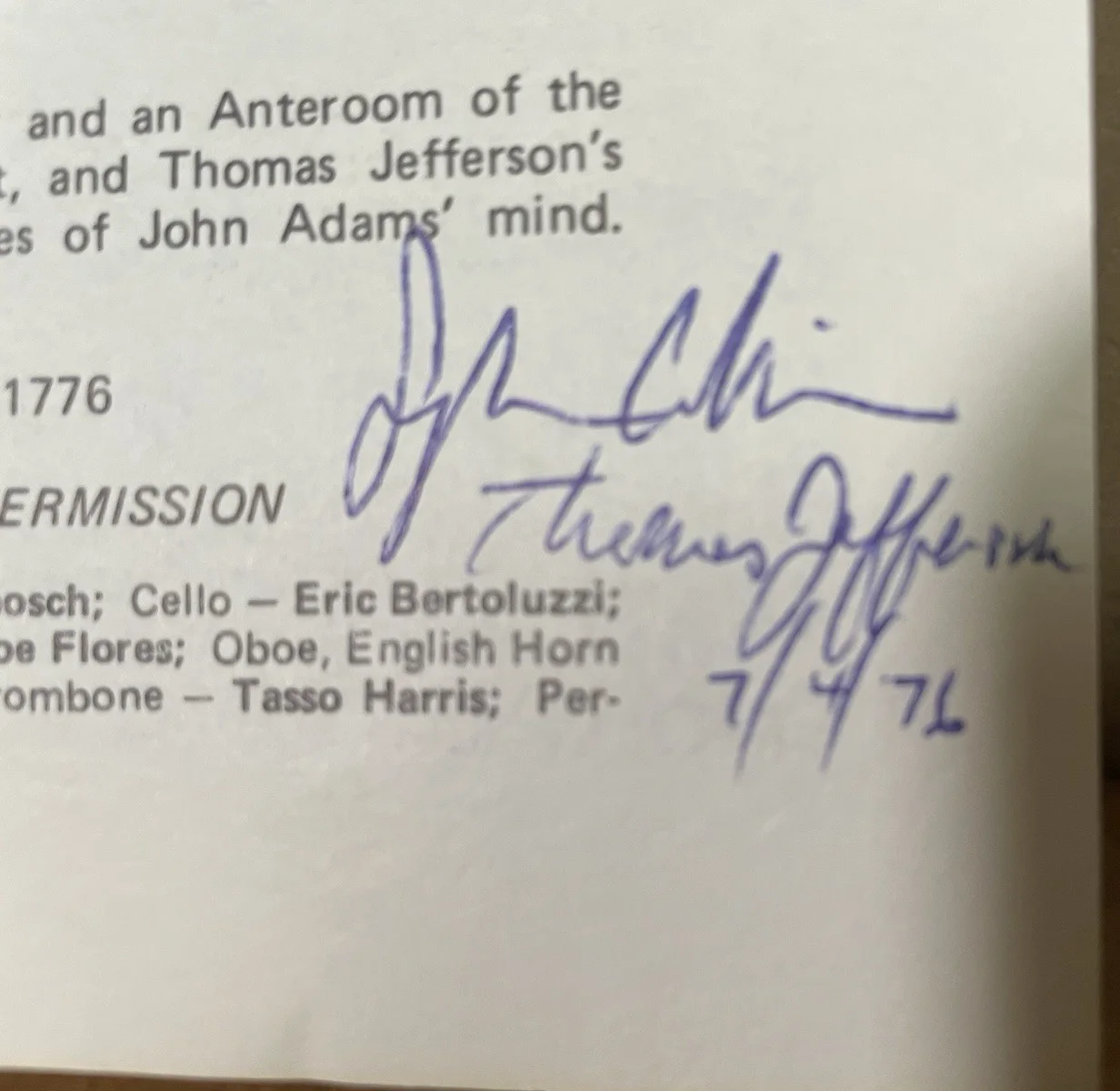 1776 musical Central City Opera House 1972 Autographed by Stephen Collins actor, изображение 5