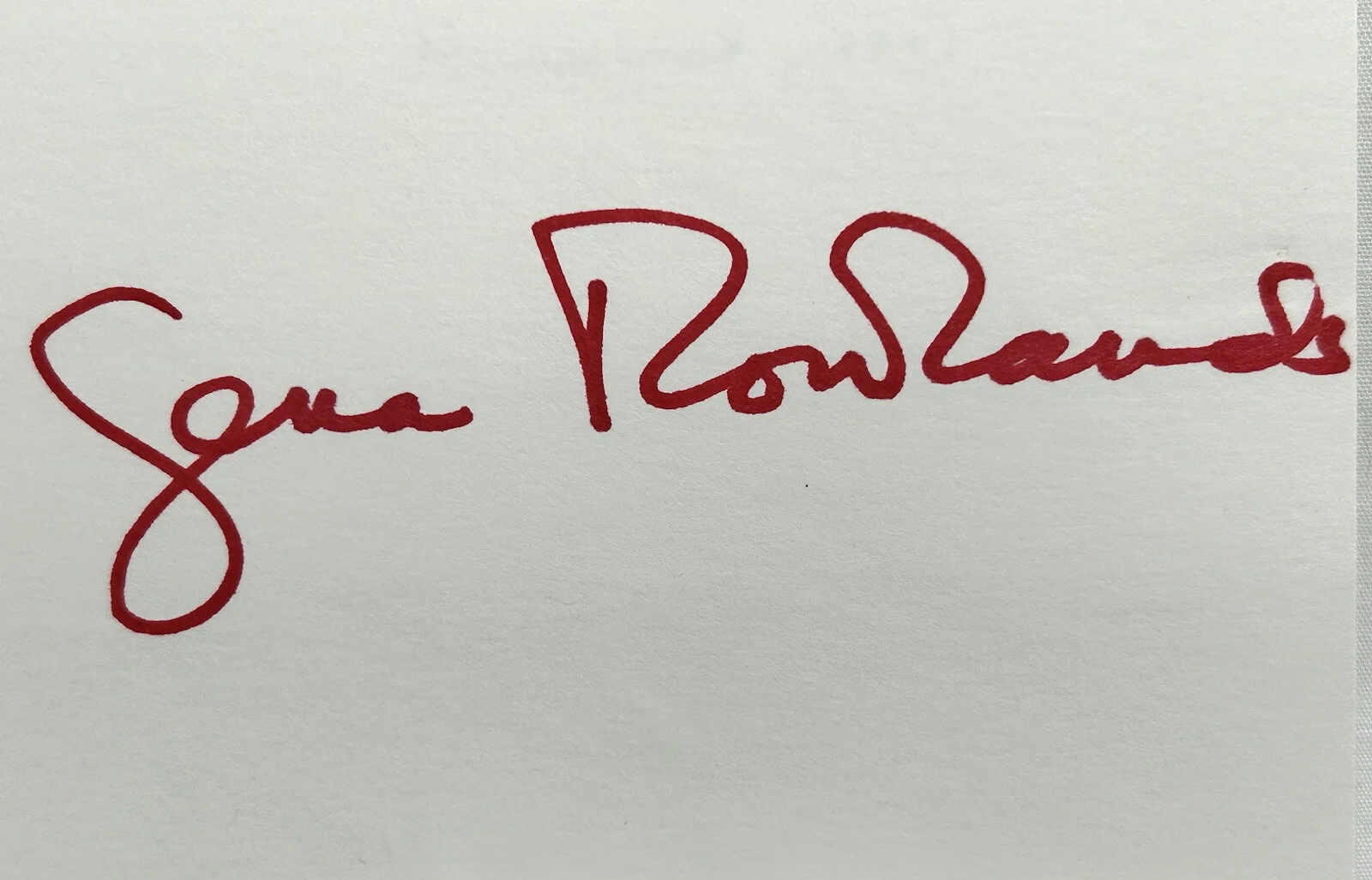 Gena Rowlands — Gena Rowlands American Retired Actress Signature on an Index Card, image 2