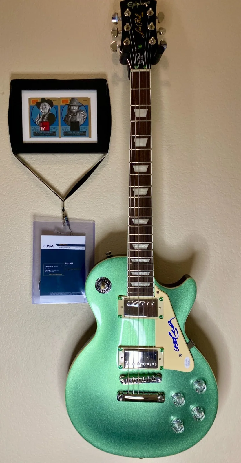 Willie Nelson — WILLIE NELSON SIGNED JSA NEW EPIPHONE LES PAUL Guitar 1/1 NEW TWEED HARD CASE +, изображение 5