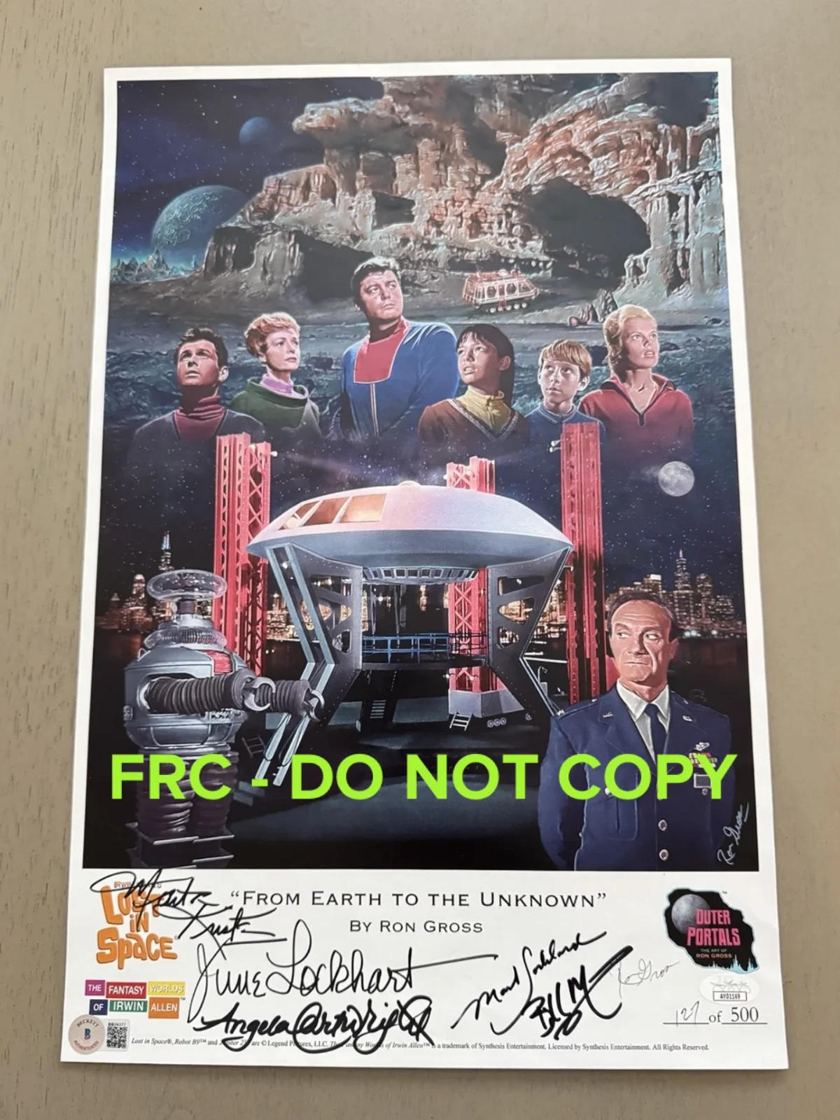 Bill Mumy, Angela Cartwright, Marta Kristen, June Lockhart — Lost In Space Cast Signed Ron Gross Art Print Ltd 127/500 June Lockhart Goddard
