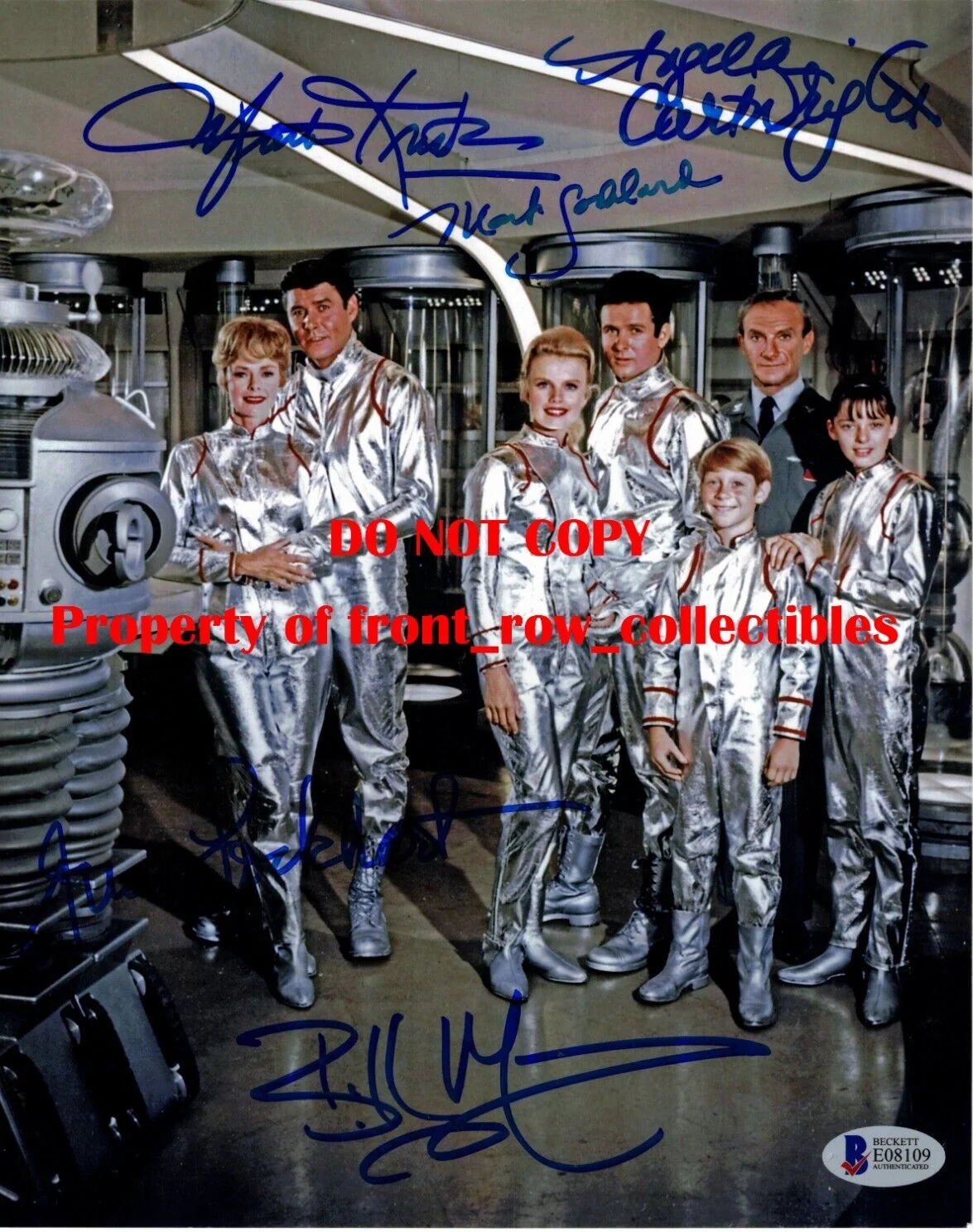 June Lockhart, Mark Goddard, Marta Kristen, Angela Cartwright — Lost In Space Cast Signed 8x10 Photo 5 Autos June Lockhart Mark Goddard BAS COA