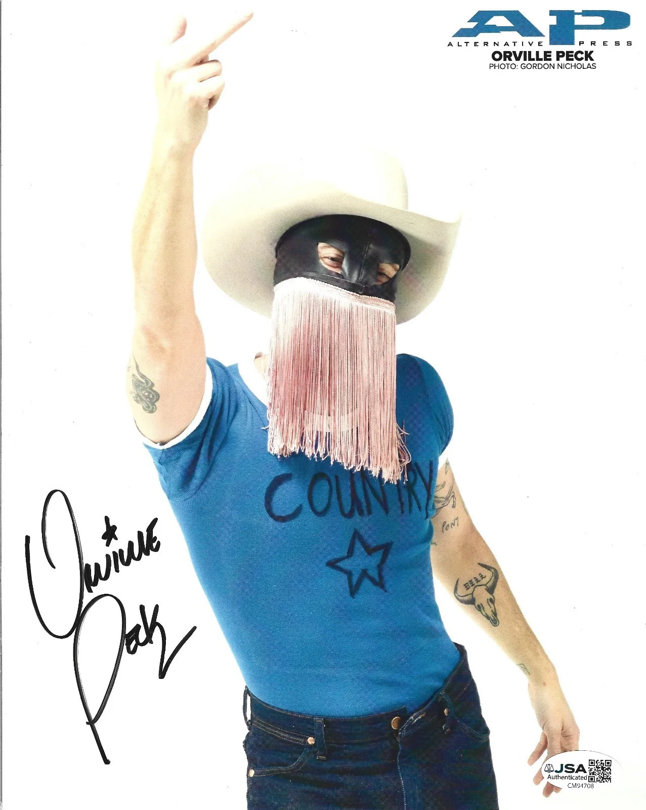 Orville Peck REAL hand SIGNED Alt Press Promo Photo JSA COA Autographed, image 2