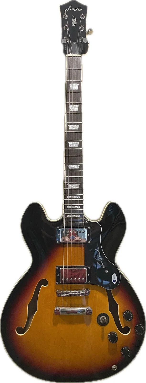 LES PAUL SIGNED BECKETT AUTOGRAPH 335 MODEL Electric GUITAR W CASE & WALL HANGER, изображение 4