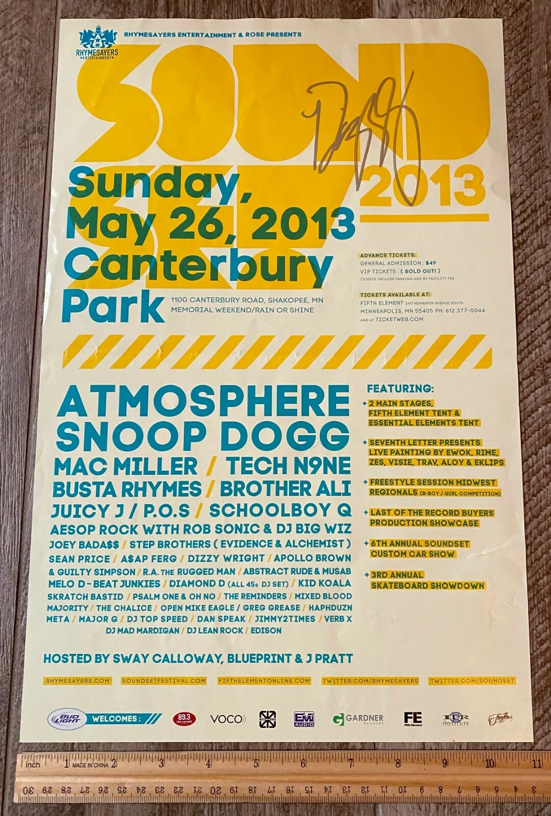 Dizzy Wright Signed Concert Poster 11 x 17 Sound May 26, 2013 Canterbury Park, изображение 2