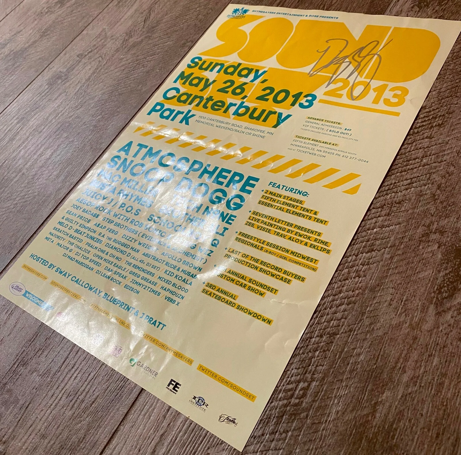 Dizzy Wright Signed Concert Poster 11 x 17 Sound May 26, 2013 Canterbury Park, изображение 5