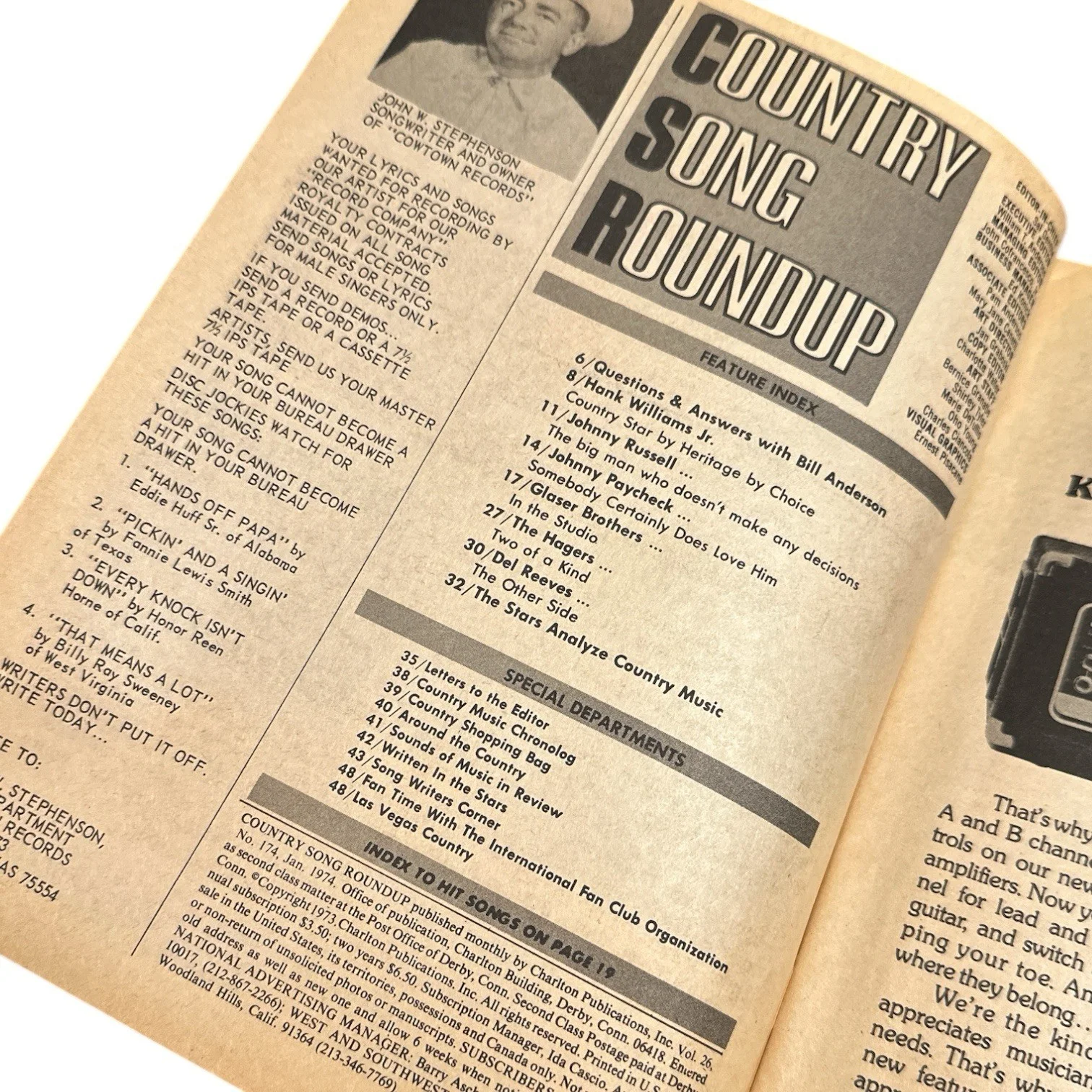 Bill Anderson 1974 Signed Autograph Country Song Roundup Magazine! Songwriter!, изображение 3