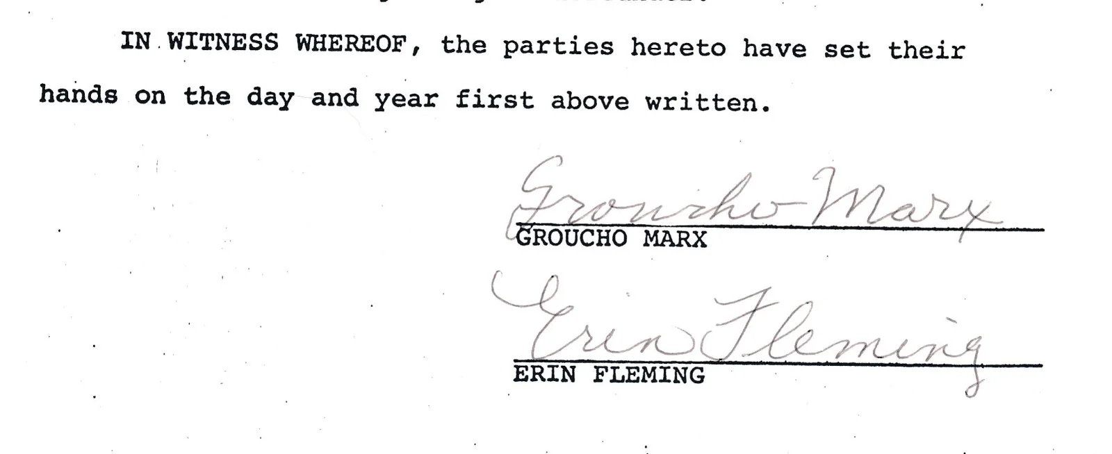 Groucho Marx & Erin Fleming - 1974 Historic Signed Agreement - Lawsuit, image 3
