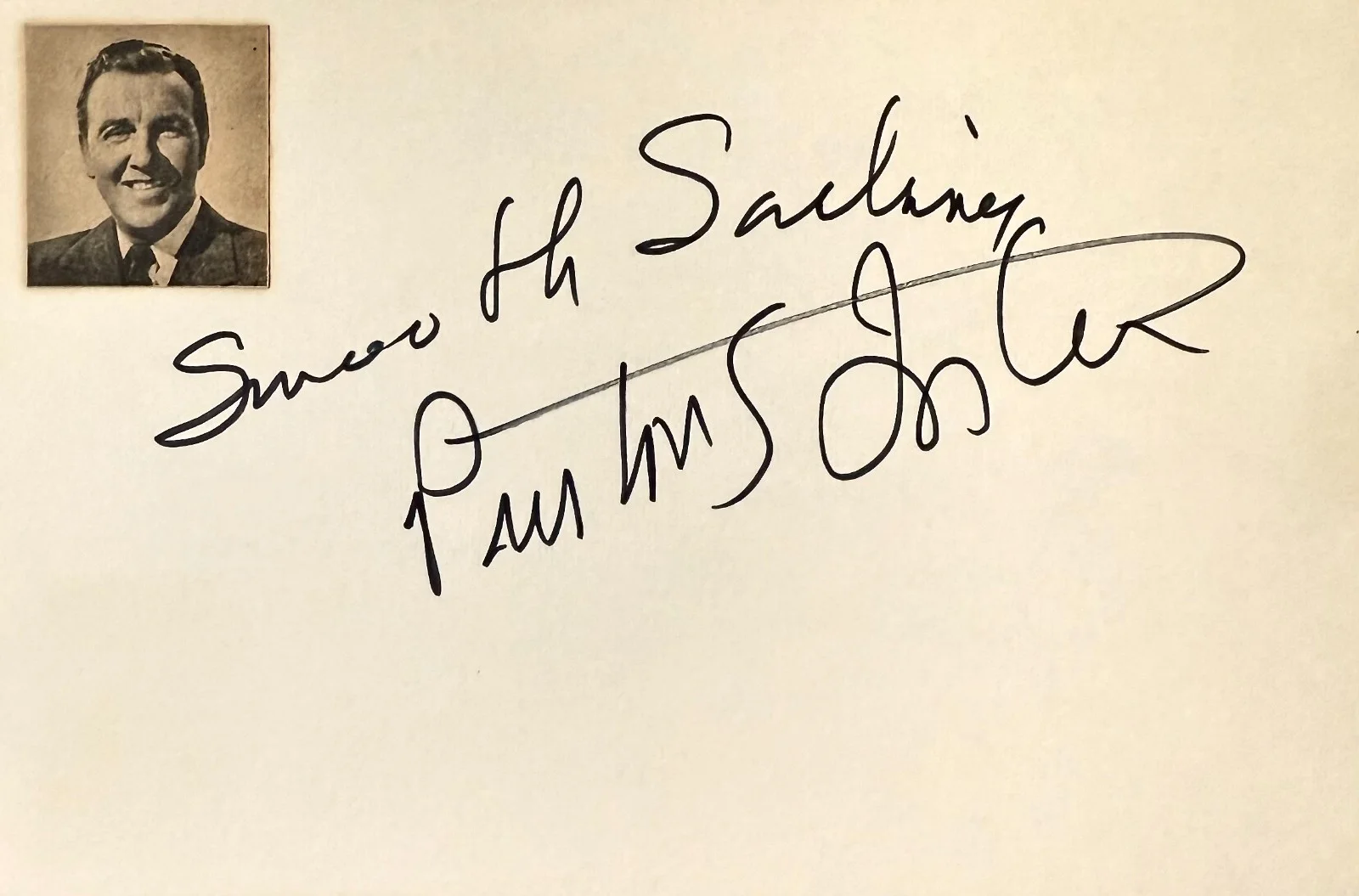 Preston Foster — PRESTON FOSTER Signed Autographed 4"x 6" INDEX CARD The Time Travelers DOCTOR X, изображение 3