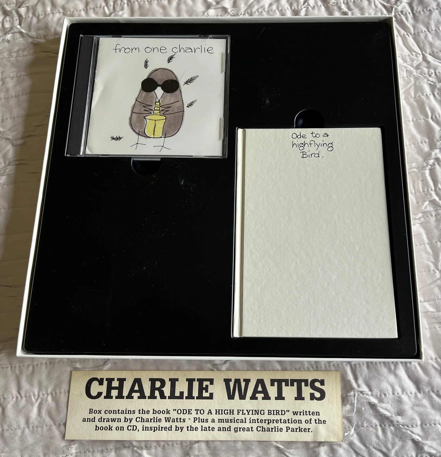 Charlie Watts--SIGNED--From One Charlie--1991 Book & CD Box Set. Nice! Stones!, image 2