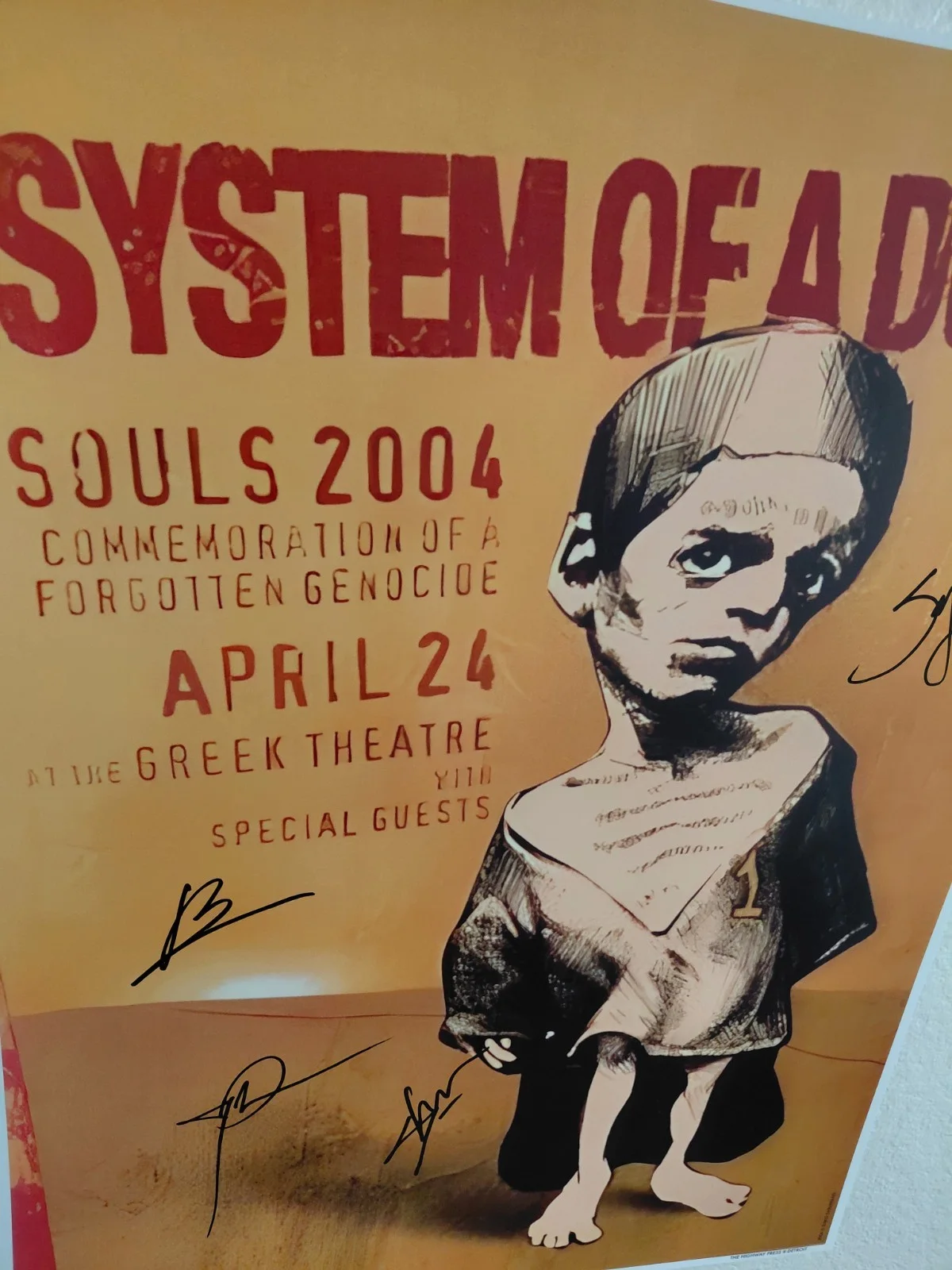 Autographed System of a Down Poster Souls 2004, image 2