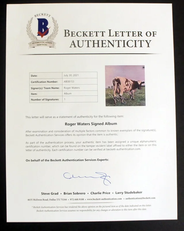 ROGER WATERS SIGNED Vinyl ATOM HEART MOTHER (Pink Floyd) with Beckett Letter!, изображение 4
