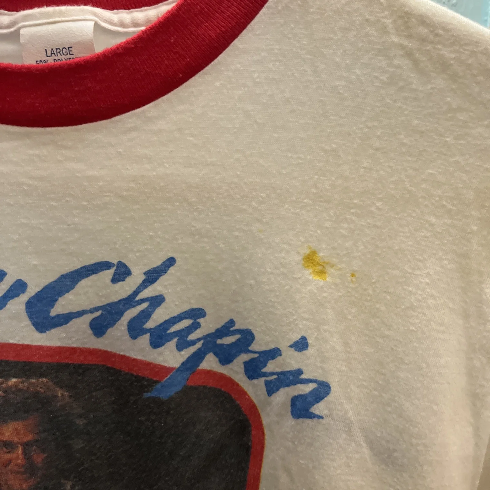 Harry Chapin — Harry Chapin Hand Signed World Tour Concert T-Shirt Vintage 1980, изображение 3