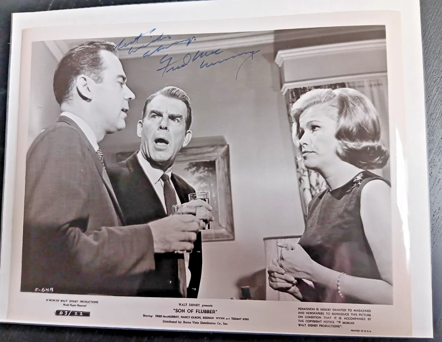 Fred MacMurray — Fred MacMurray - Signed Autograph Movie still Disney Son Of Flubber 1963, image 4