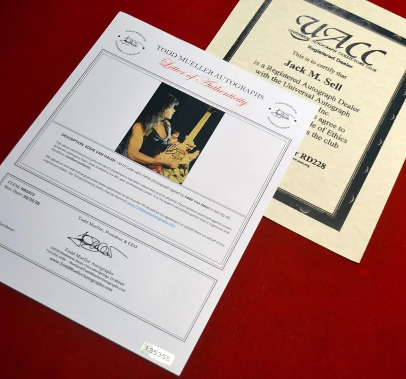 EDDIE VAN HALEN Signed Original Autograph, Frame, Plaque, COA, UACC, LP Record, image 4