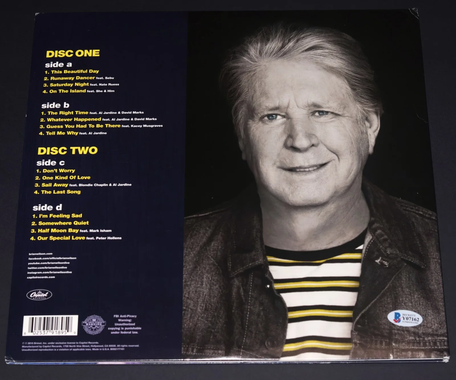 BRIAN WILSON Signed NO PIER PRESSURE Vinyl Record BECKETT COA Beach Boys + PROOF, изображение 3