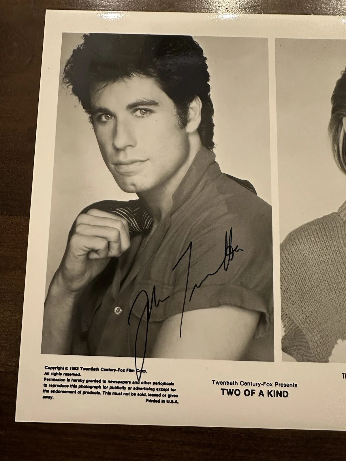 TWO OF A KIND - PRESS PHOTO MOVIE 1983 JOHN TRAVOLTA OLIVIA NEWTON Autograph, изображение 2