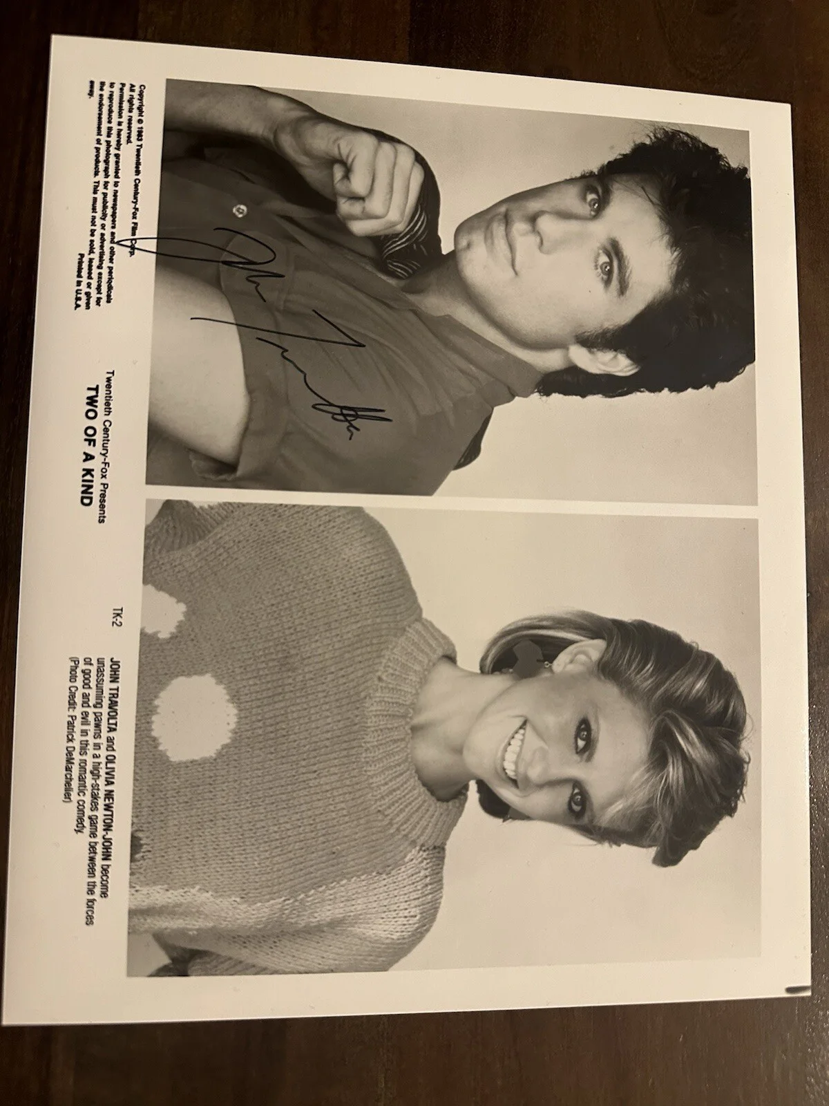 TWO OF A KIND - PRESS PHOTO MOVIE 1983 JOHN TRAVOLTA OLIVIA NEWTON Autograph, изображение 4