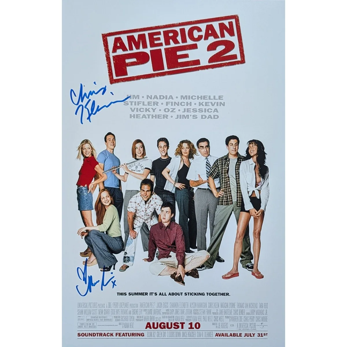 Chris Klein and Mena Suvari — American Pie 2 Cast Signed Mini-Poster #1 (11x17)