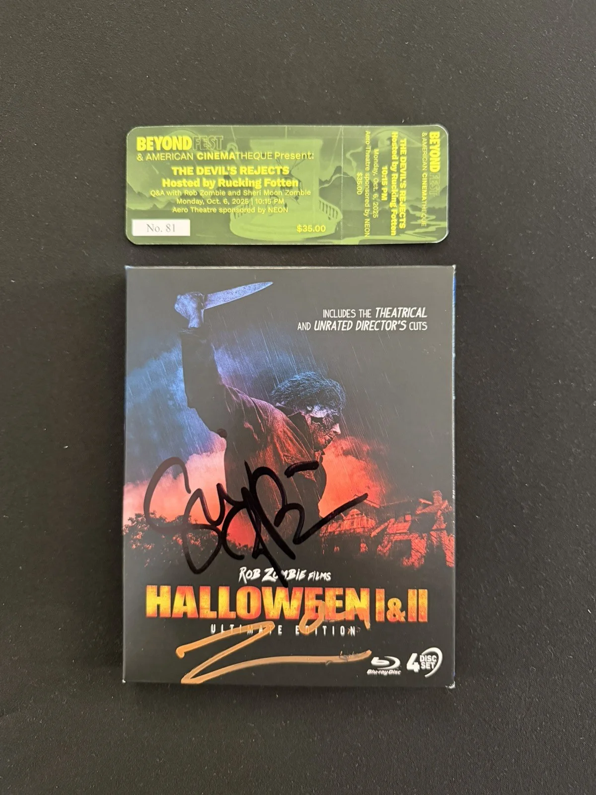 Sheri Moon Zombie, Rob Zombie — Rob Zombie's & Sheri Moon Zombie signed via vision Blu-ray Halloween 07/09 movie