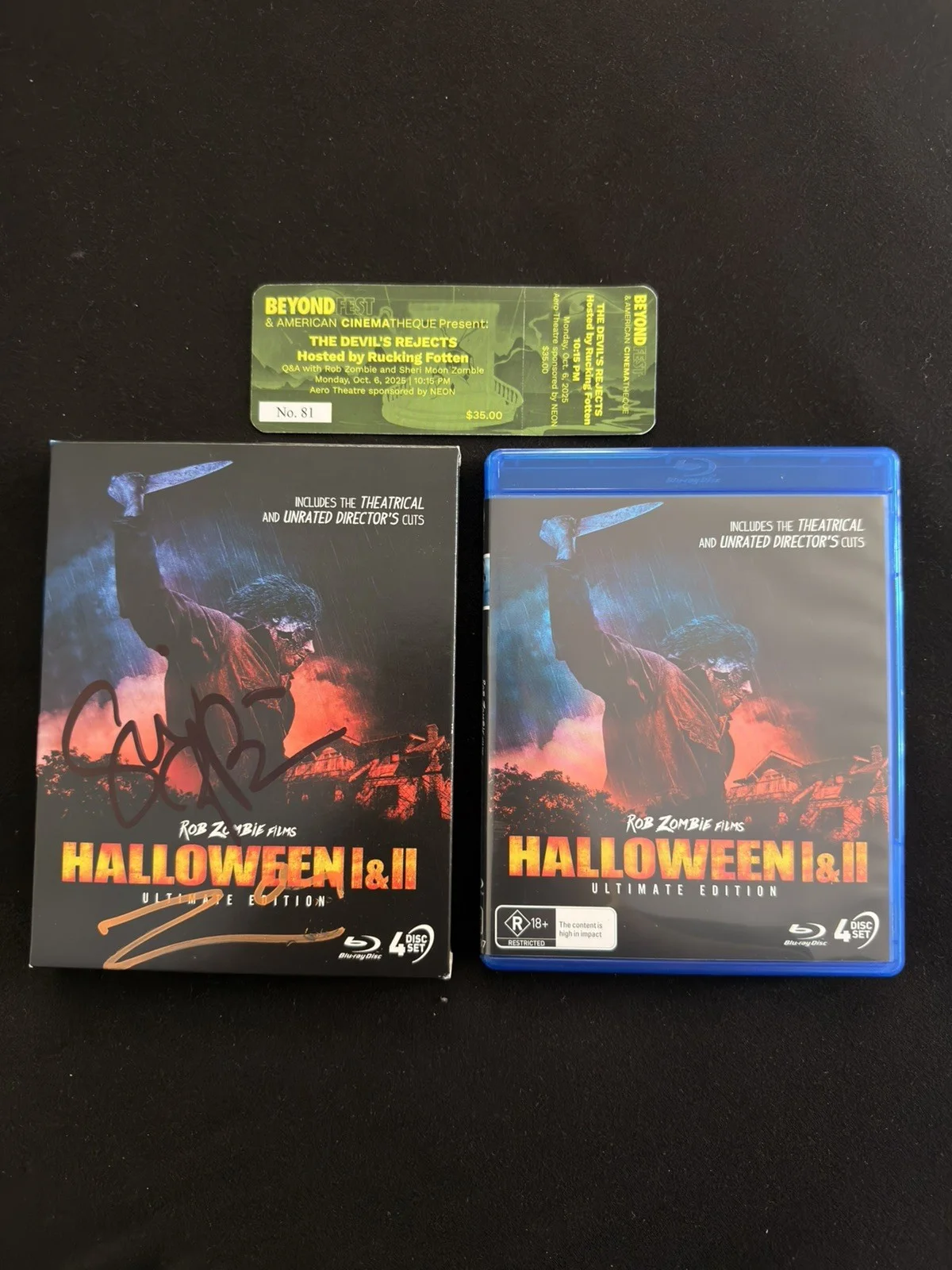 Sheri Moon Zombie, Rob Zombie — Rob Zombie's & Sheri Moon Zombie signed via vision Blu-ray Halloween 07/09 movie, image 3