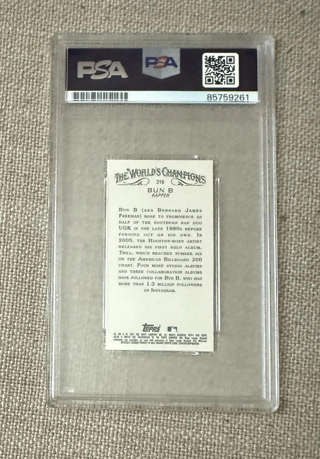 Bun B UGK signed 2023 Topps Allen Ginter MINI - Rapper Card PSA, image 2