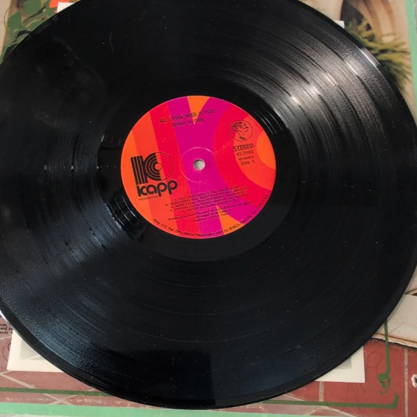 Sonny & Cher All I Ever Need Is You Vinyl Record Kapp KS-3649 Autographed Cover, изображение 5