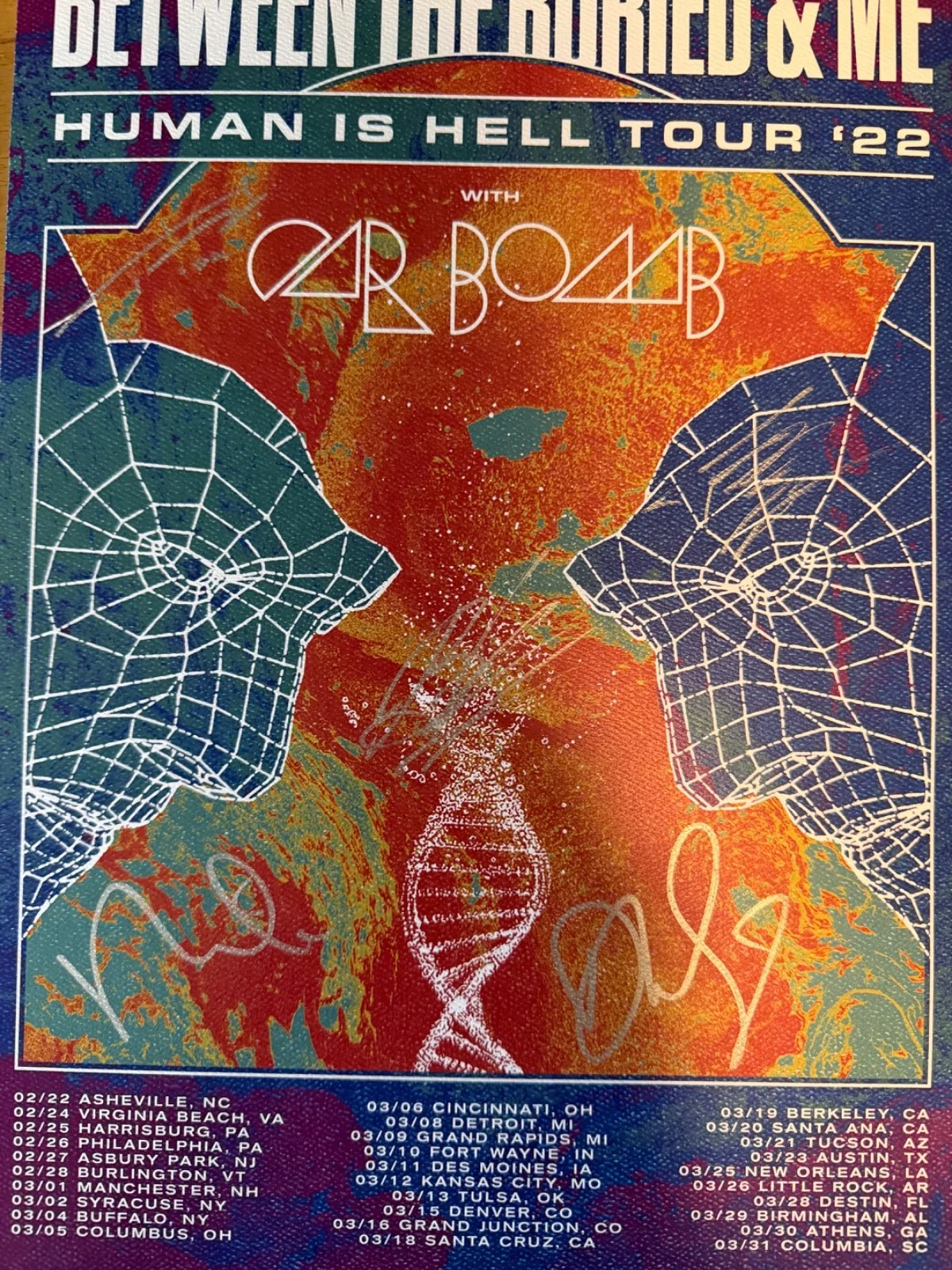 Between the Buried and Me signed poster 2022 Human is Hell tour Dustie Waring, image 3
