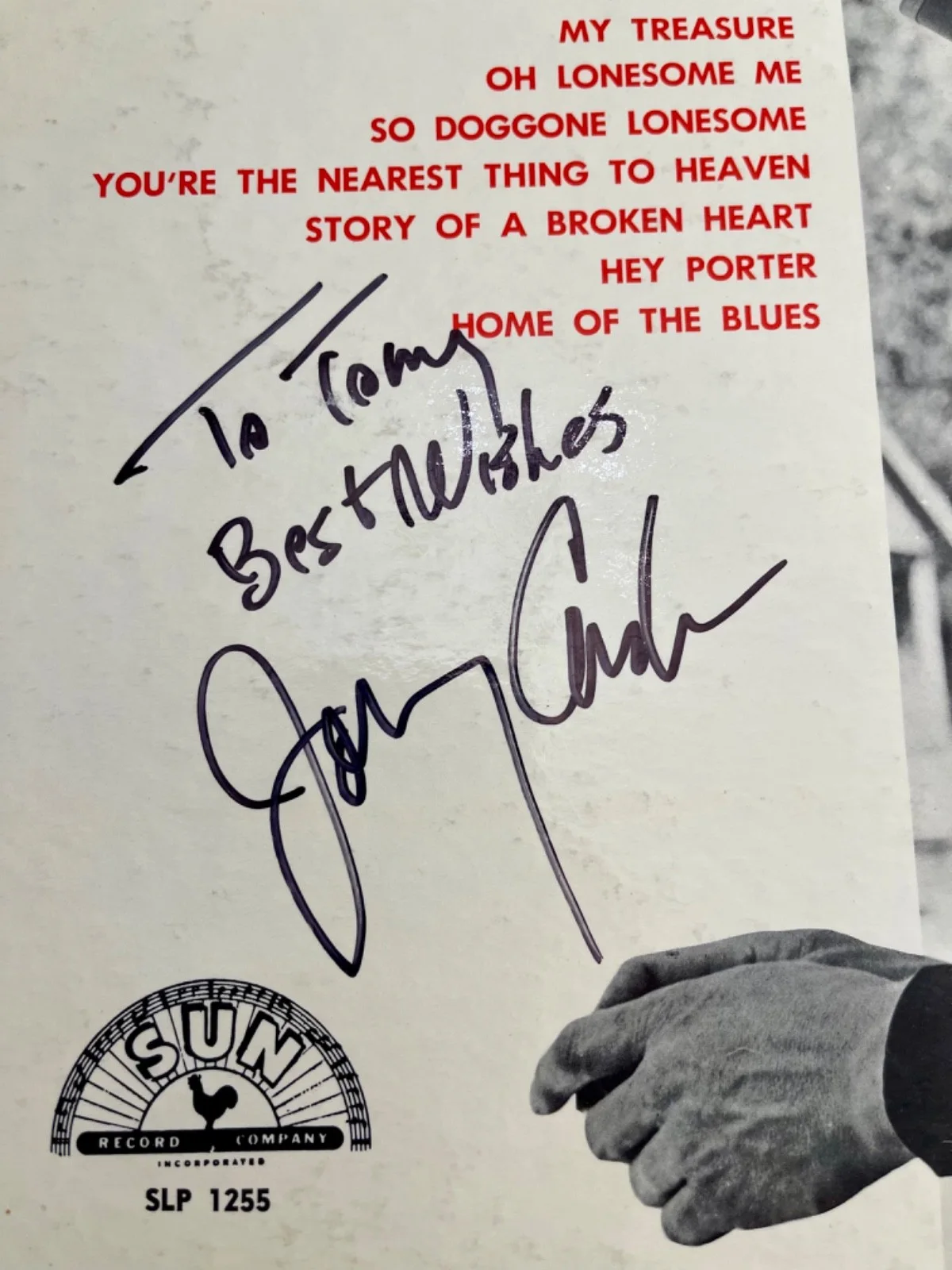 Johnny Cash Signed Album Cover w/1961 Sun Records Vinyl + Concert Ticket JSA LOA, изображение 4