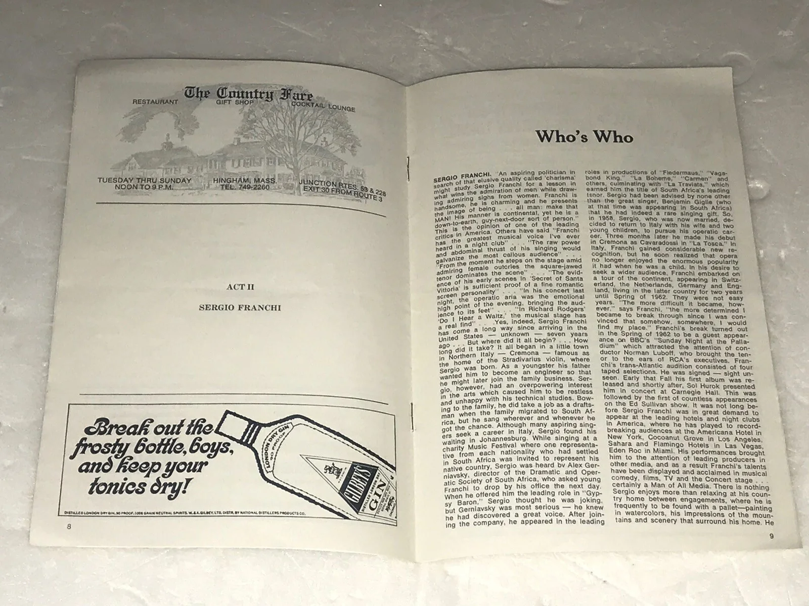 1972 SERGIO FRANCHI PROGRAM SIGNED AUTOGRAPH ITALIAN SOUTH SHORE MUSIC CIRCUS MA, изображение 4