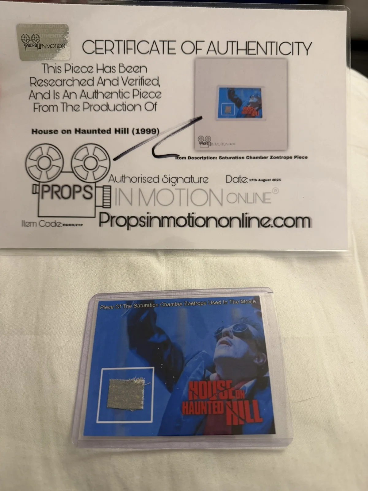 House On Haunted Hill Film Prop Horror Movie Coa Used 1999 Supernatural, изображение 2