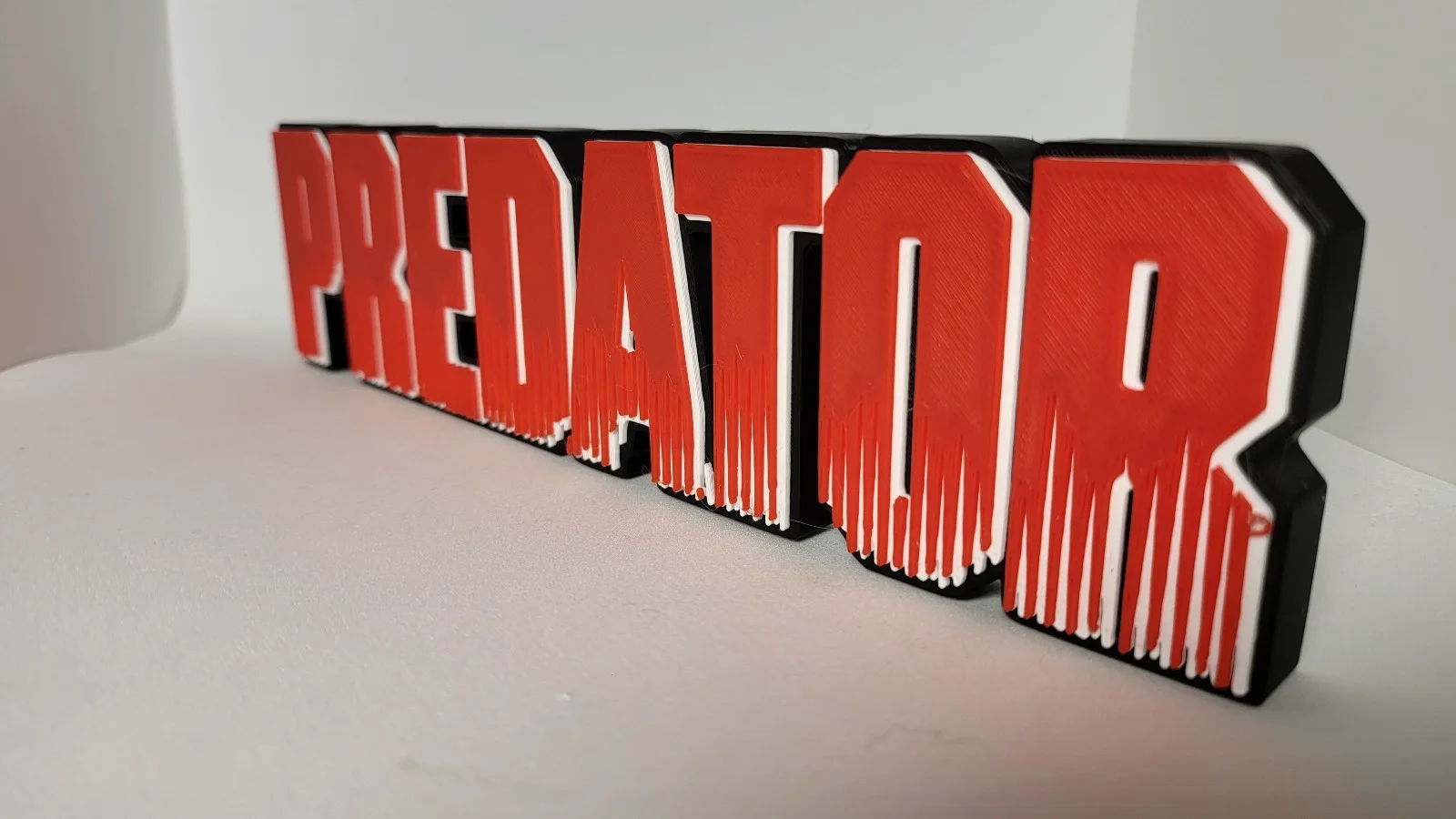 Predator Logo Sign | 3D Printed Film Display | Red, Black & White, image 3