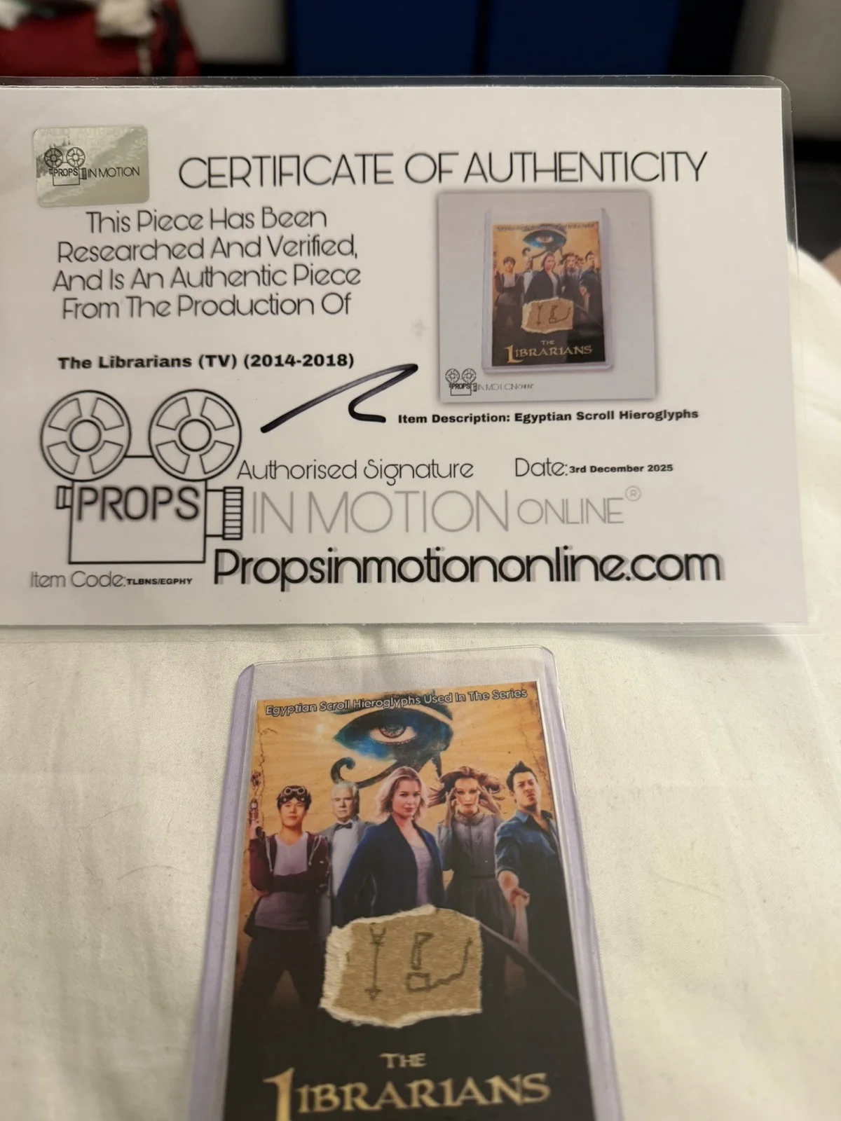 The Librarians Egyptian piece Used Film Prop Series COA Action Comedy, image 2