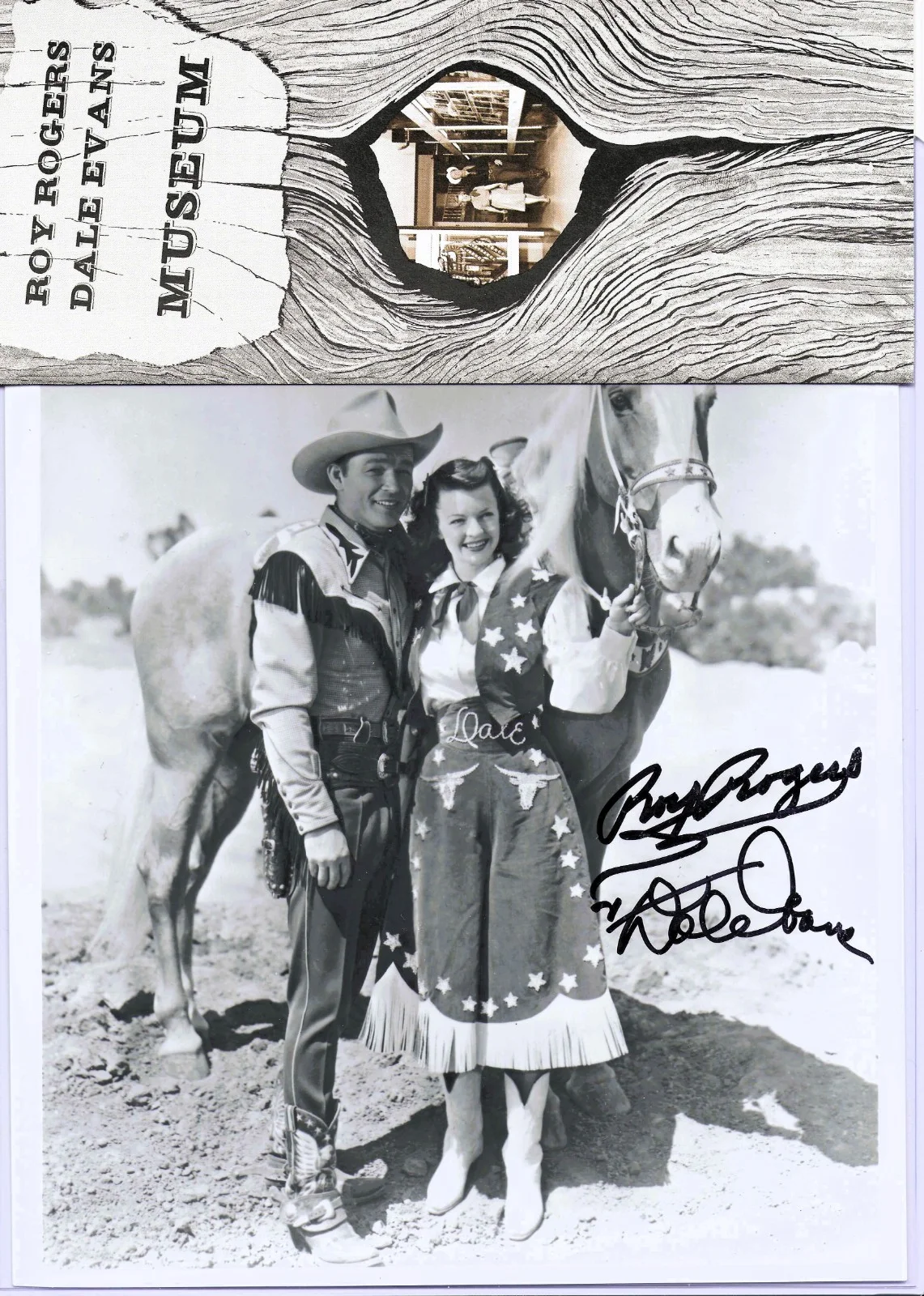 Roy Rogers, Dale Evans — ROY ROGERS & DALE EVANS Signed w. COA 8x10 plus MUSEUM brochure