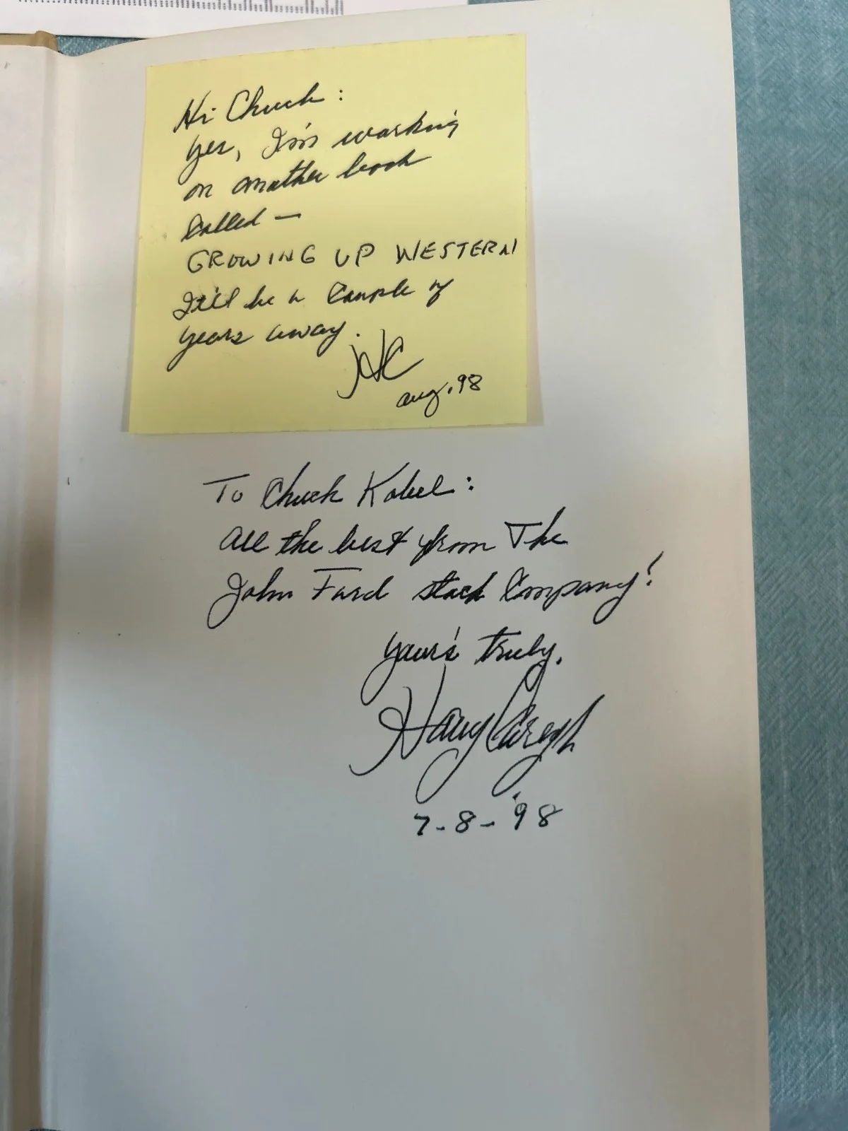 Harry Carer Jr — HARRY CAREY JR. SIGNED COLLECTOR GROUP COMPANY OF HEROES: MY LIFE AS AN ACTOR IN, изображение 2