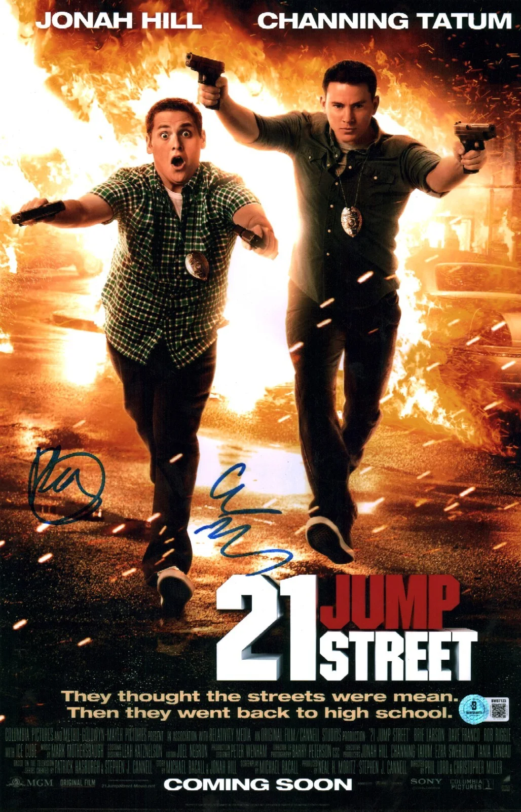 phil lord and chris miller — Phil Lord Chris Miller Signed 22 Jump Street Directors 11x17 Photo BAS COA