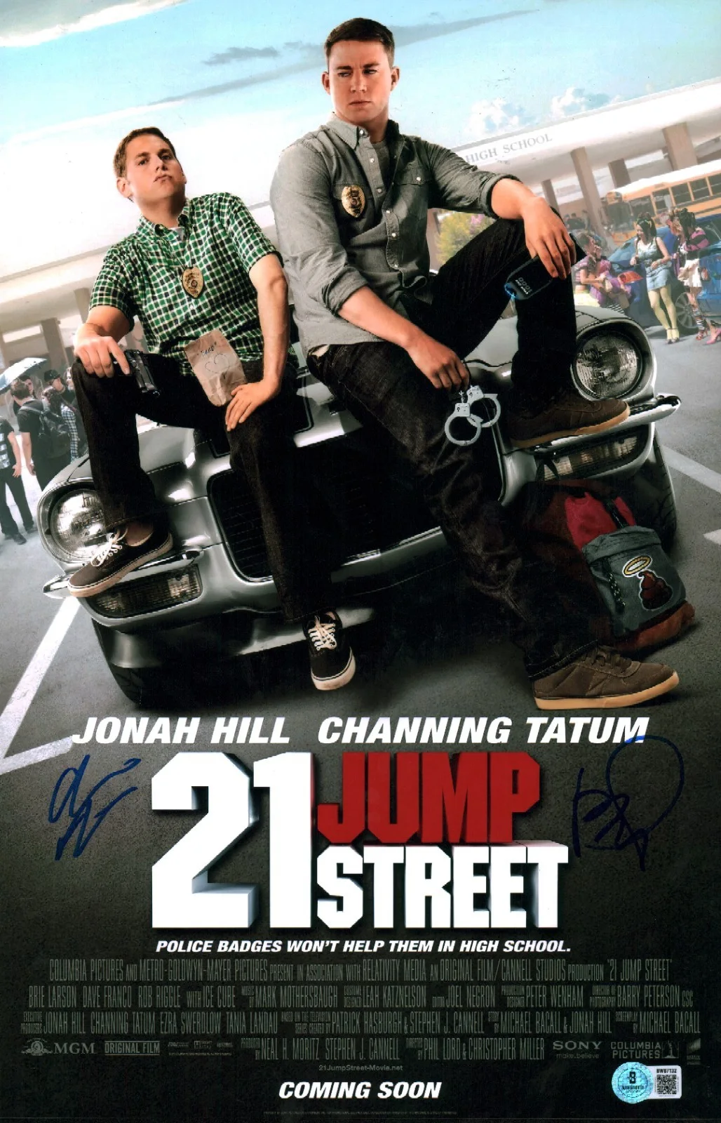 phil lord and chris miller — Phil Lord Chris Miller Signed 22 Jump Street Directors 11x17 Photo BAS COA