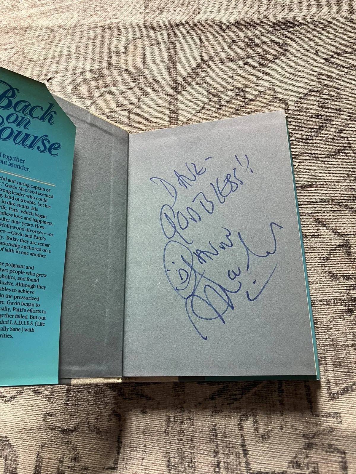 GAVIN MACLEOD (& WIFE PATTI) SIGNED BOOK - BACK ON COURSE - THE LOVE BOAT, image 2
