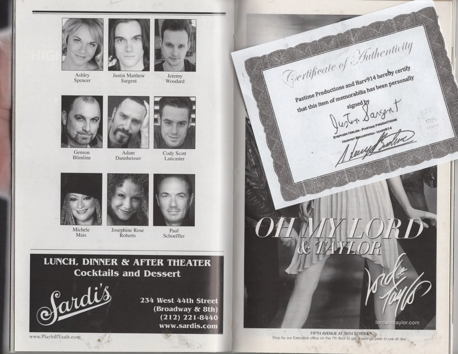 Rock of Ages May 2012 Playbill Hand Signed by Justin Sargent x, изображение 2