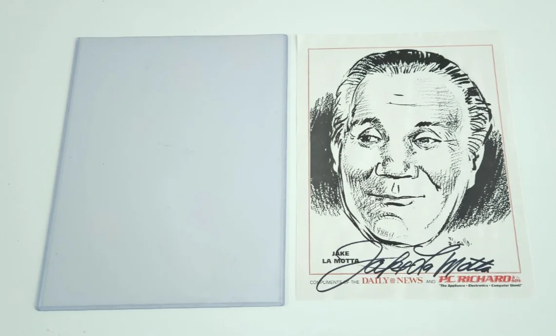 Jake La Motta — AUTOGRAPHED 8X10 CARICATURE PAPER PHOTO CHAMPIONSHIP BOXER JAKE LA MOTTA, изображение 2