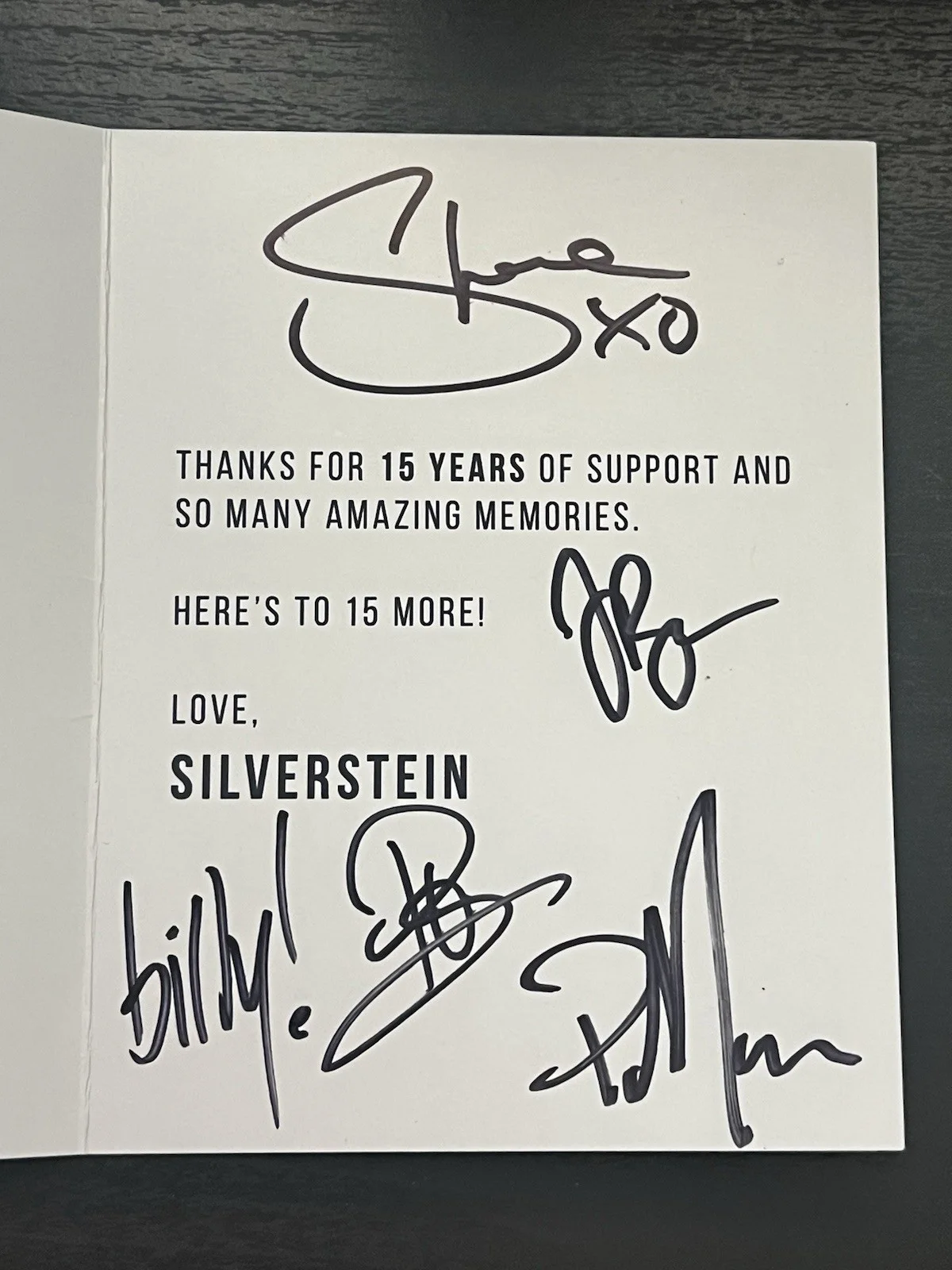 Silverstein Band Signed Autographed 10 Year Anniversary DTW Card 15 Years, image 3