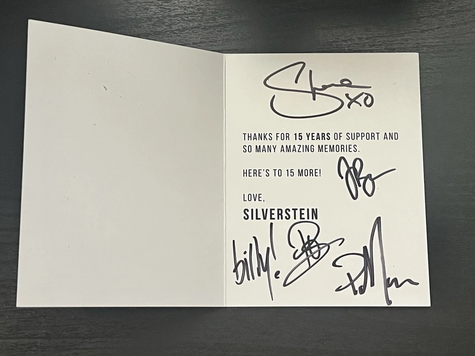 Silverstein Band Signed Autographed 10 Year Anniversary DTW Card 15 Years, image 4