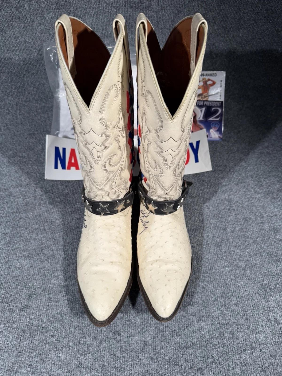 Laredo Ostrich Western Boots Times Square Original Naked Cowboy Signed Men’s 12D, image 5