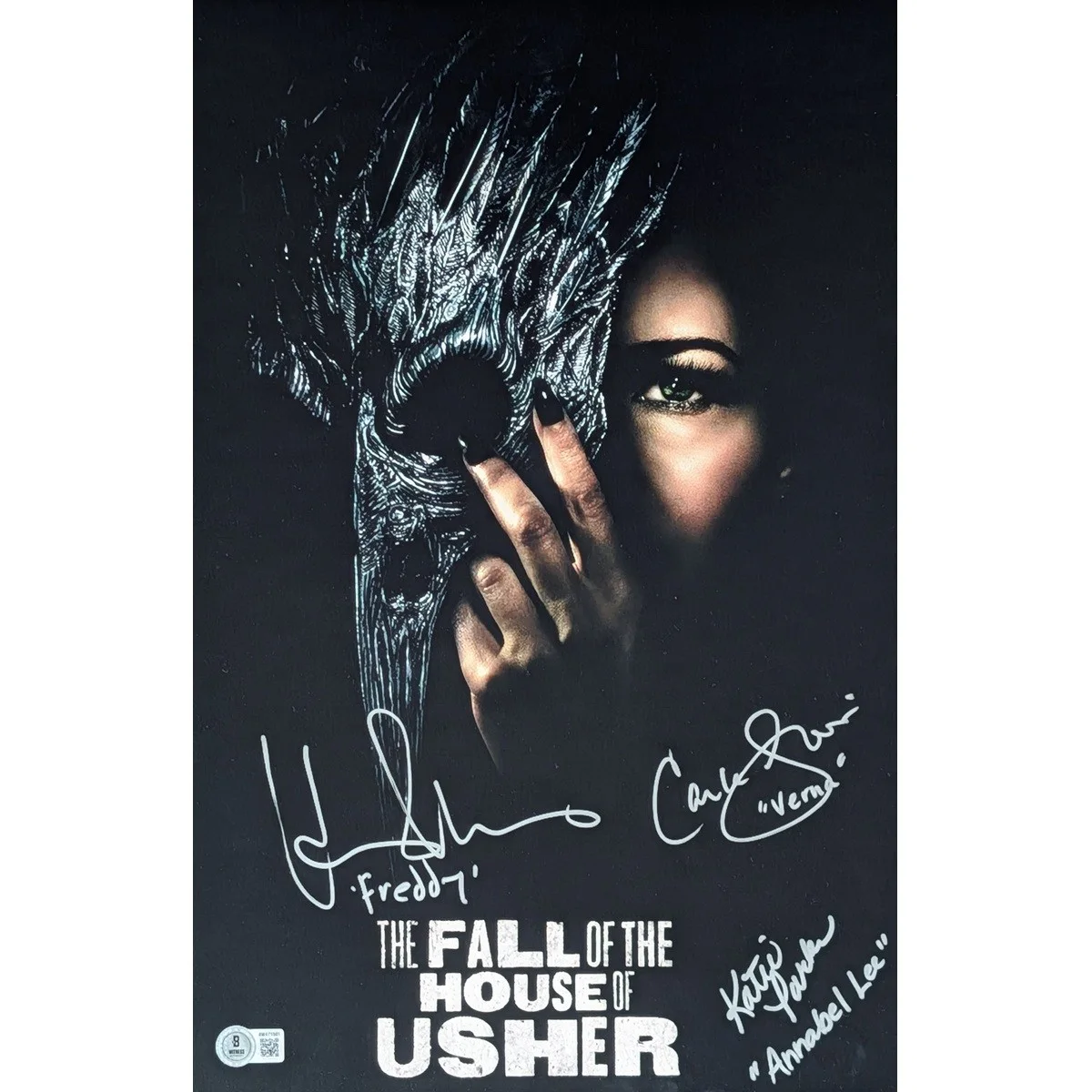 Henry Thomas Katie Parker and Carla Gugino — The Fall of The House of Usher Cast Signed Mini-Poster #1 (11x17) w/ Characte...