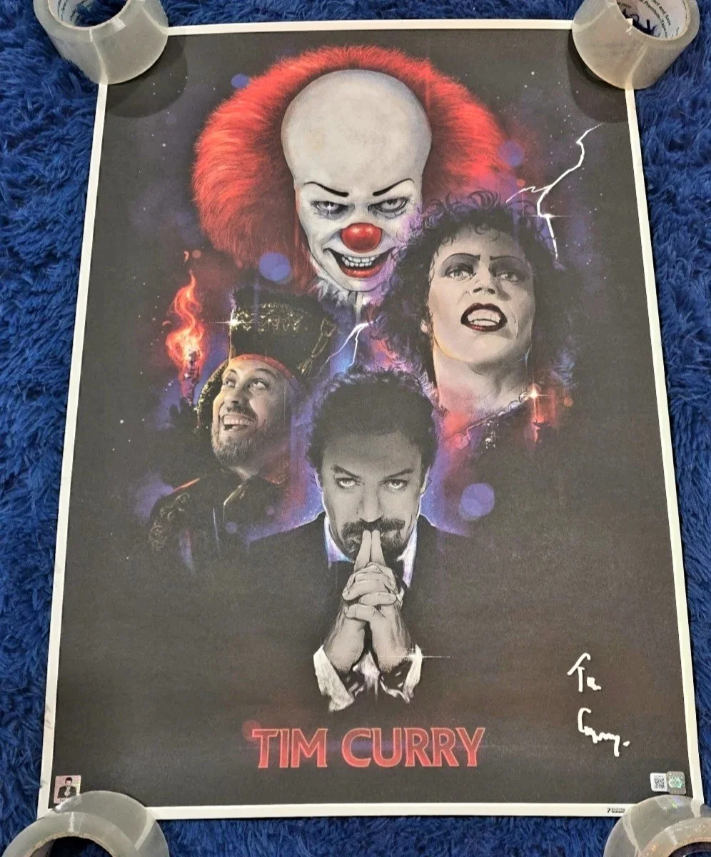 Tim Curry — Tim Curry Autographed The Faces Of Curry 20X28 Lithograph SIgned OCCM COA auto